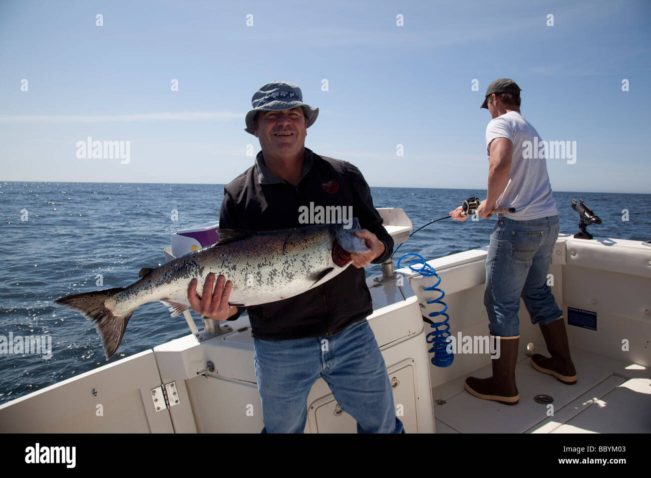 King Salmon Fishing Talon Lodge Sitka Southeast Alaska Stock Photo