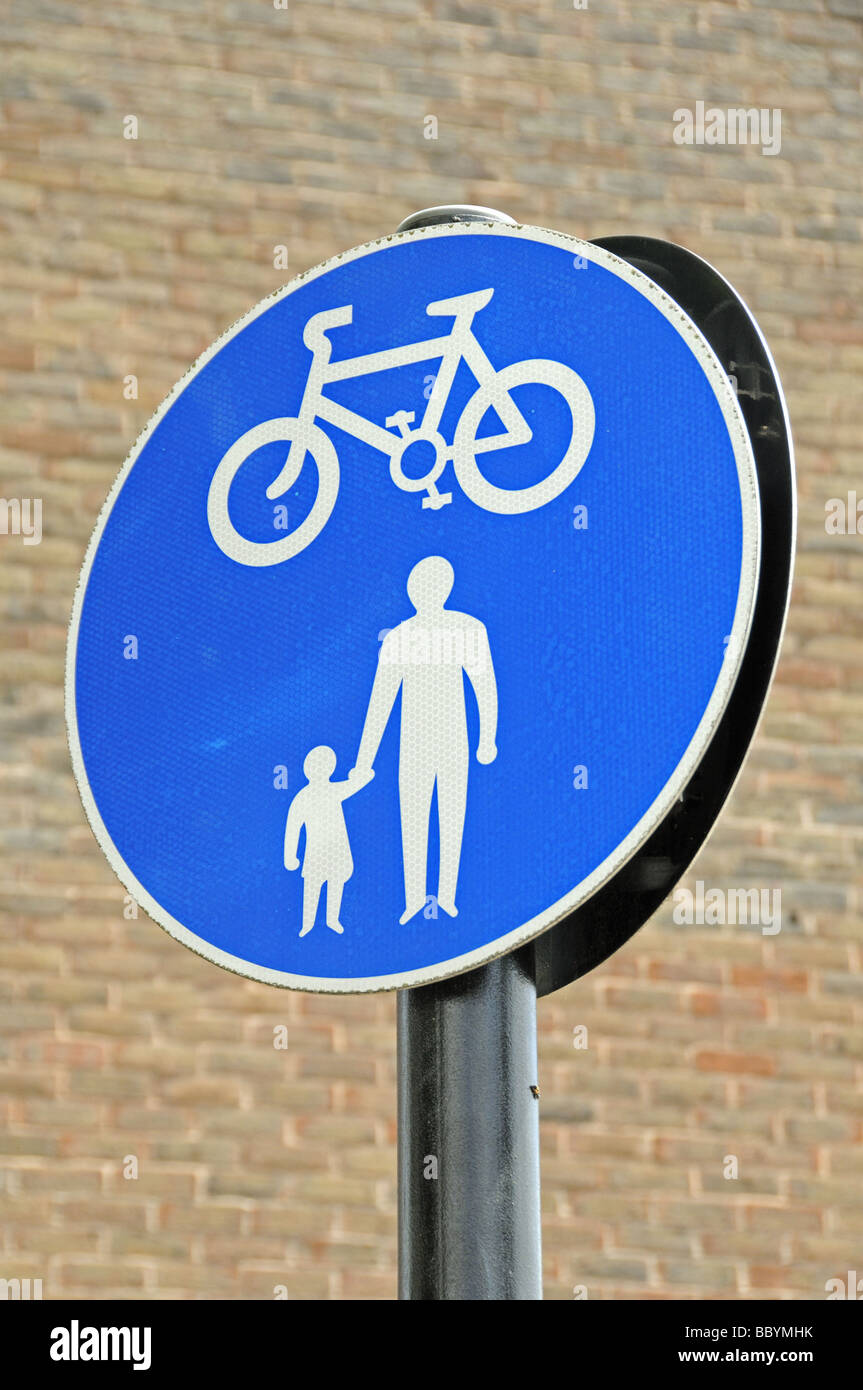 Shared cycle pedestrian route sign London England UK Stock Photo