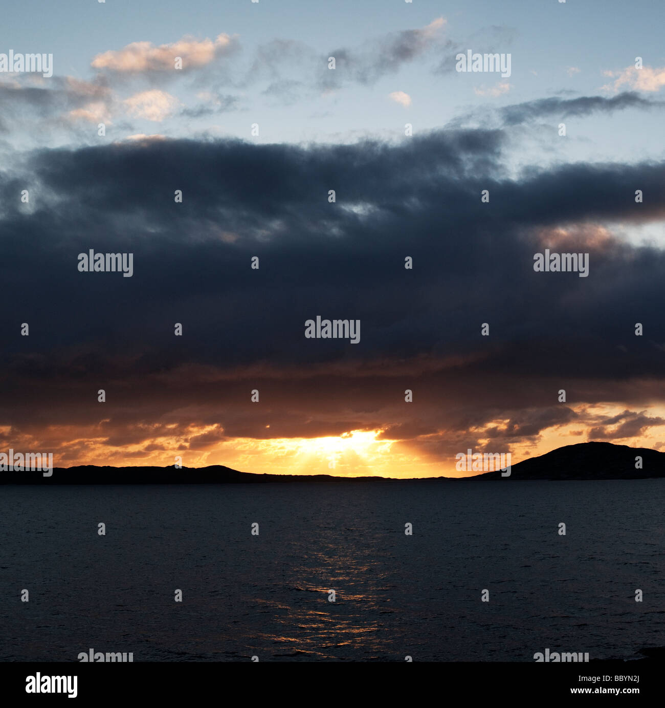 Sunset over Sound of Taransay , Isle of Harris, Outer Hebrides, Scotland Stock Photo