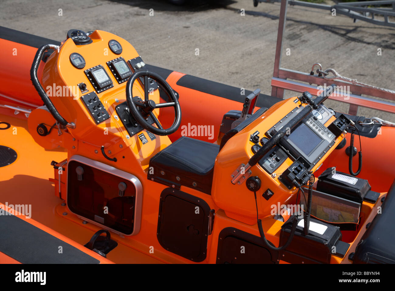 Controls And Pilot Seat Of An RNLI Rib B Class Atlantic 85 Lifeboat ...