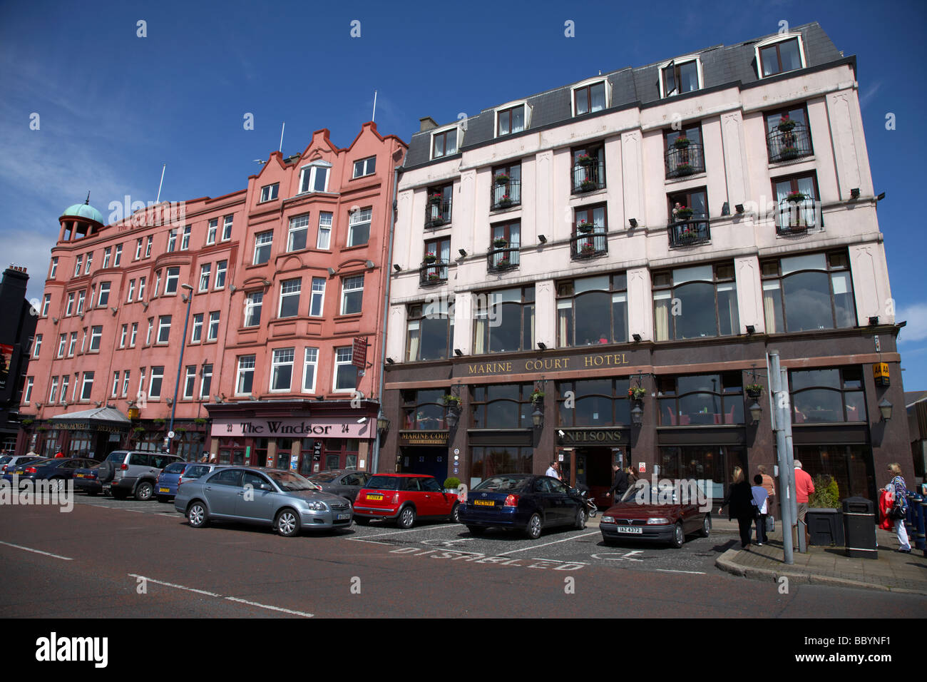 hotels and restaurants in the remaining victorian seafront area of the resort town of bangor county down northern ireland uk Stock Photo