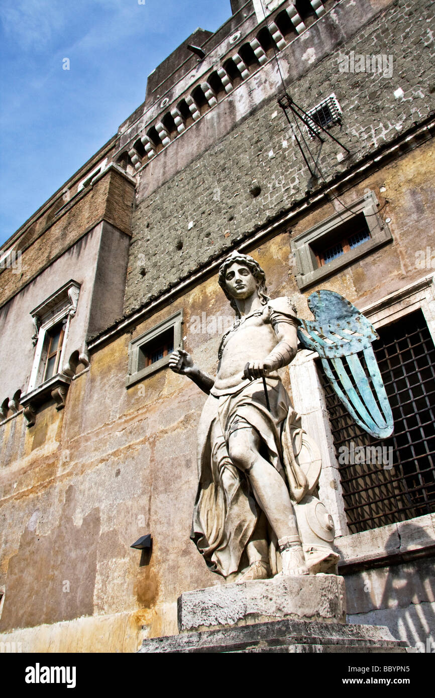 Angel sculpture by Raffaello da Montelupo, used to stand on top of the castel Sant'Angelo, now in the "Angel Hall", Rome, Latium Stock Photo
