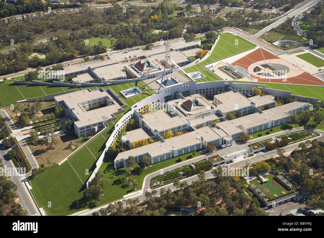 Parliament House Capital Hill Canberra ACT Australia aerial Stock Photo