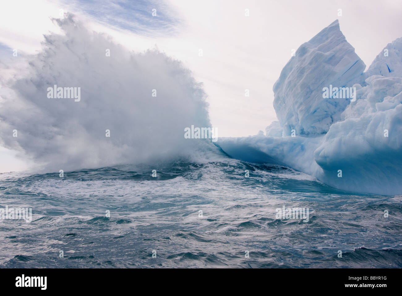 Ice landscapes from Antartica including amazing iceberg structures and features. Stock Photo