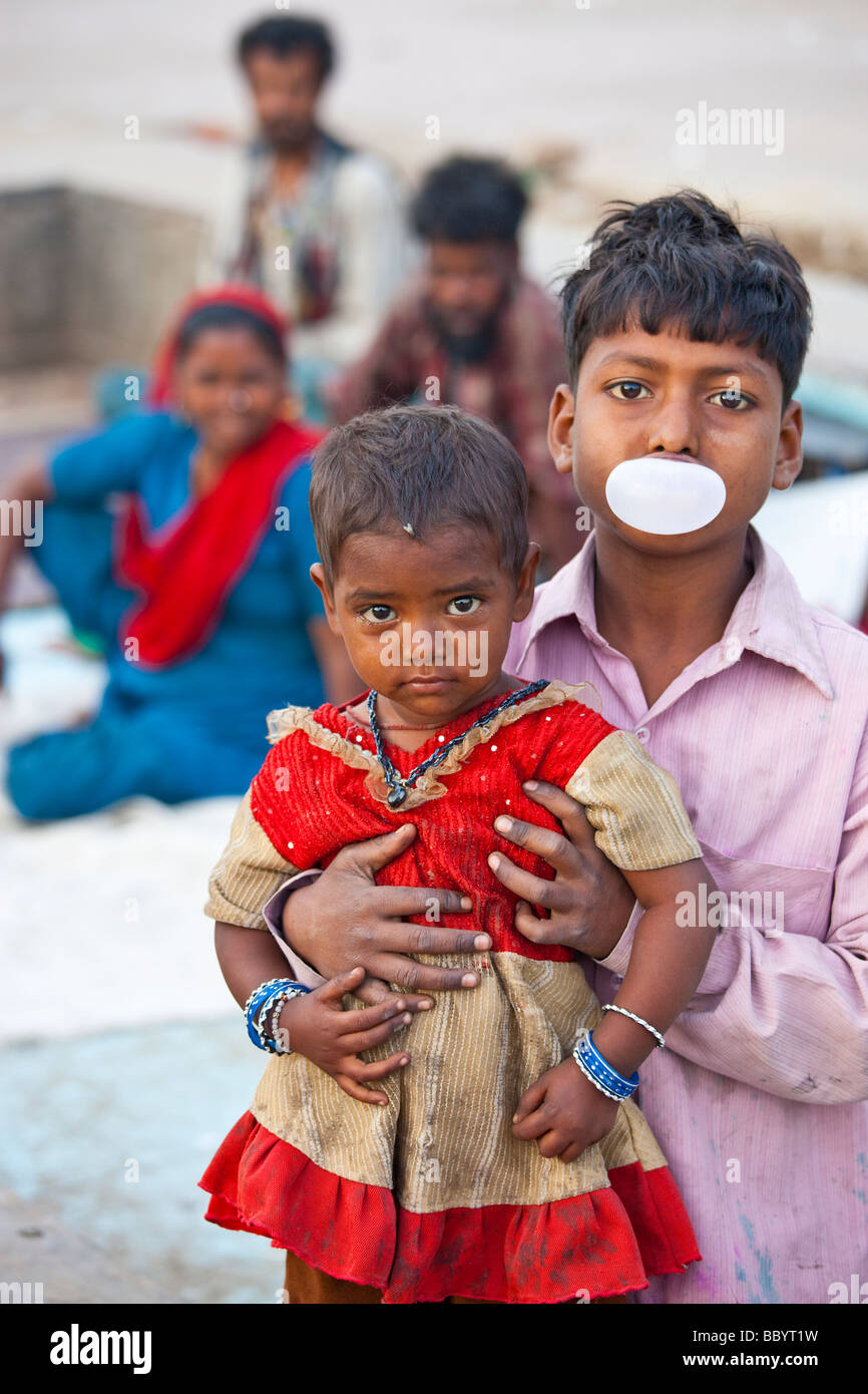 Family in Old Delhi India Stock Photo - Alamy