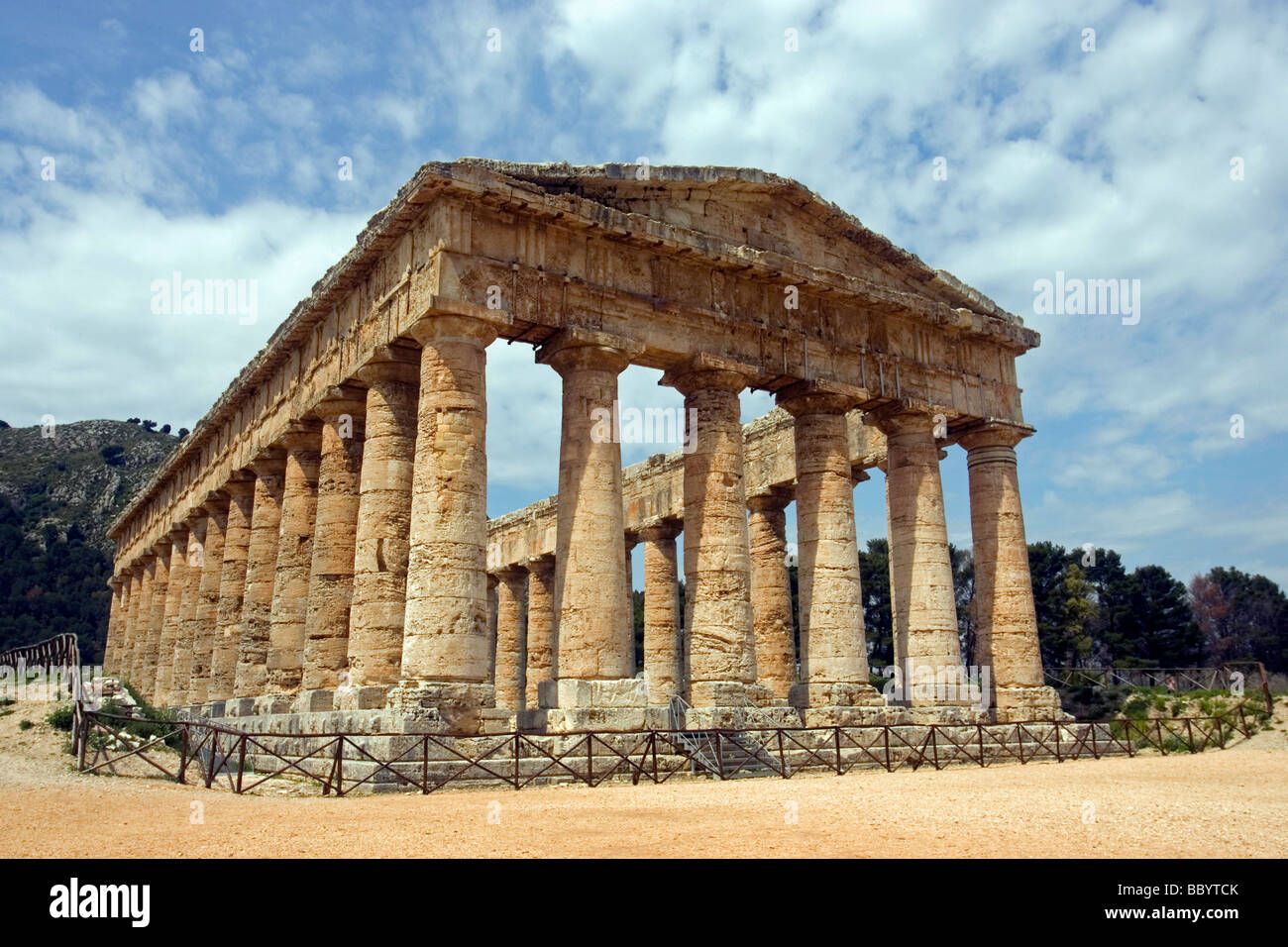Ancient Greek Doric temple, Segesta, archaeological site, Sicily, Italy Stock Photo