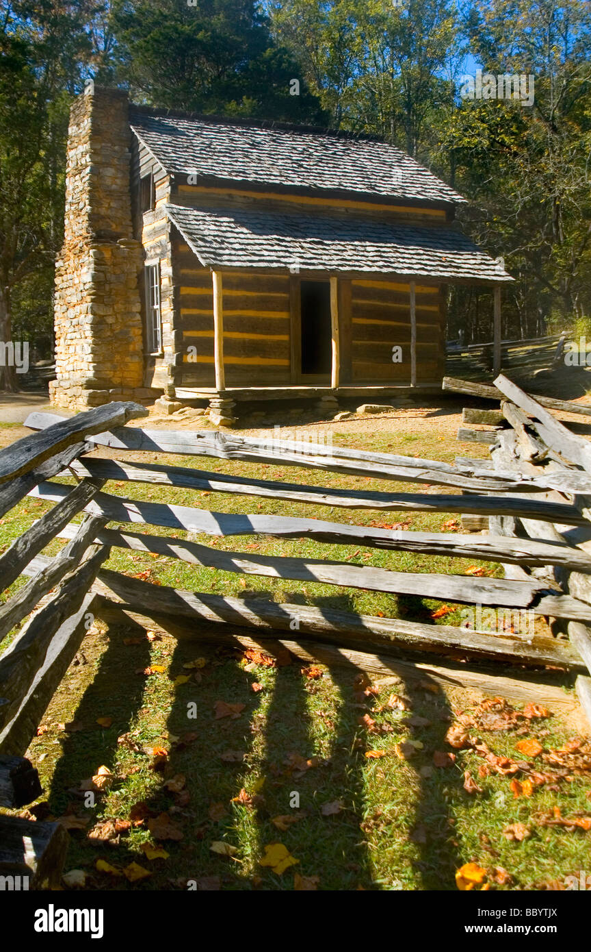 The John Oliver Cabin, Cades Cove, Great Smoky Mountains National Park, Tennessee Stock Photo