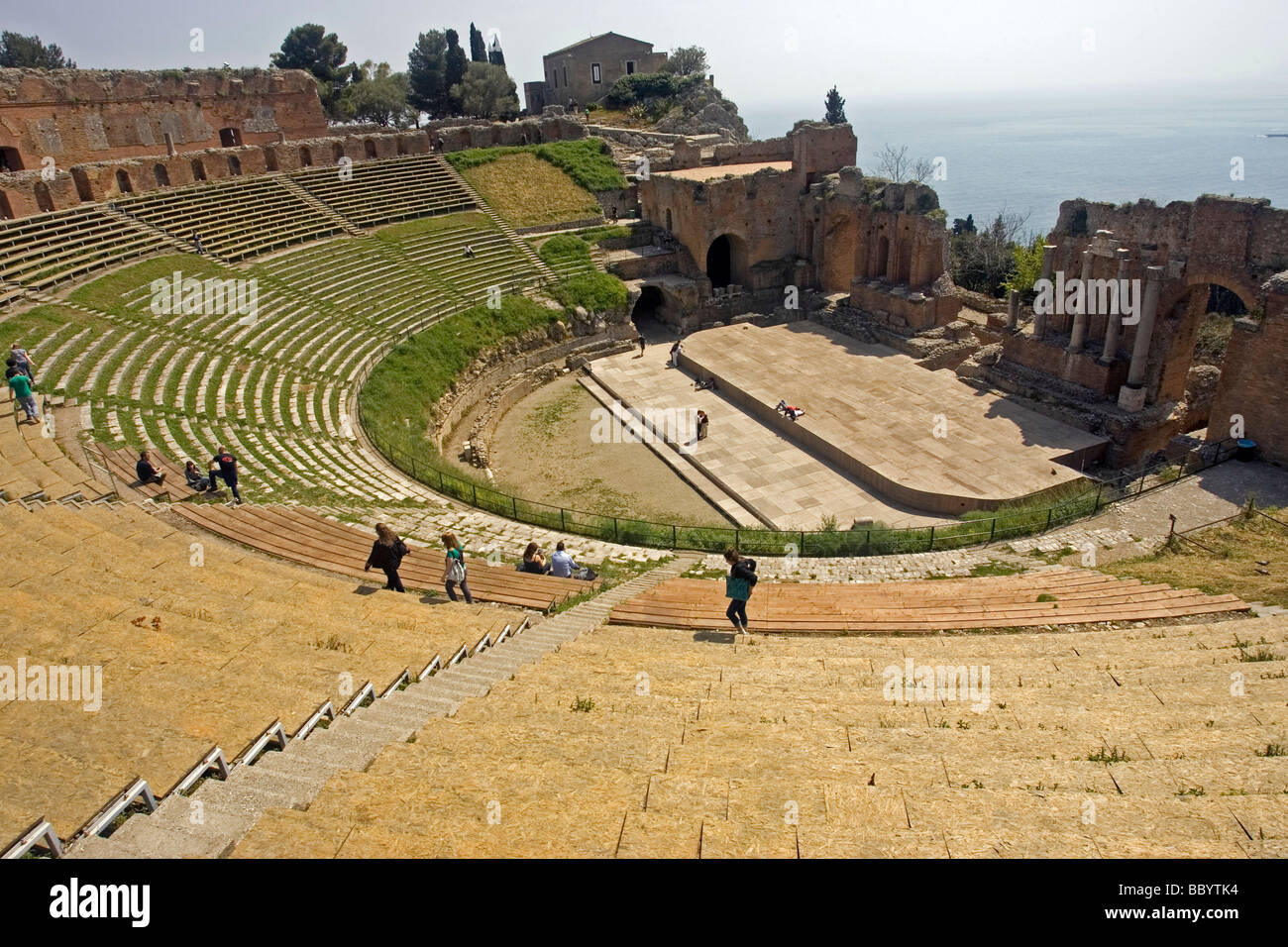 Greek theatre, Teatro Greco, 3rd century B.C. amphitheatre, Taormina, Sicily, Italy Stock Photo