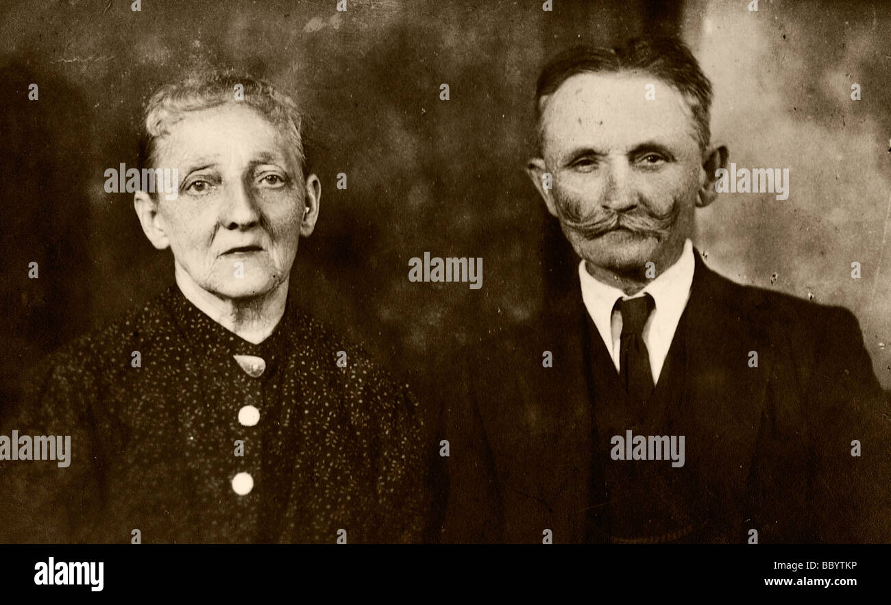 Elderly couple, historical photograph, circa 1920 Stock Photo