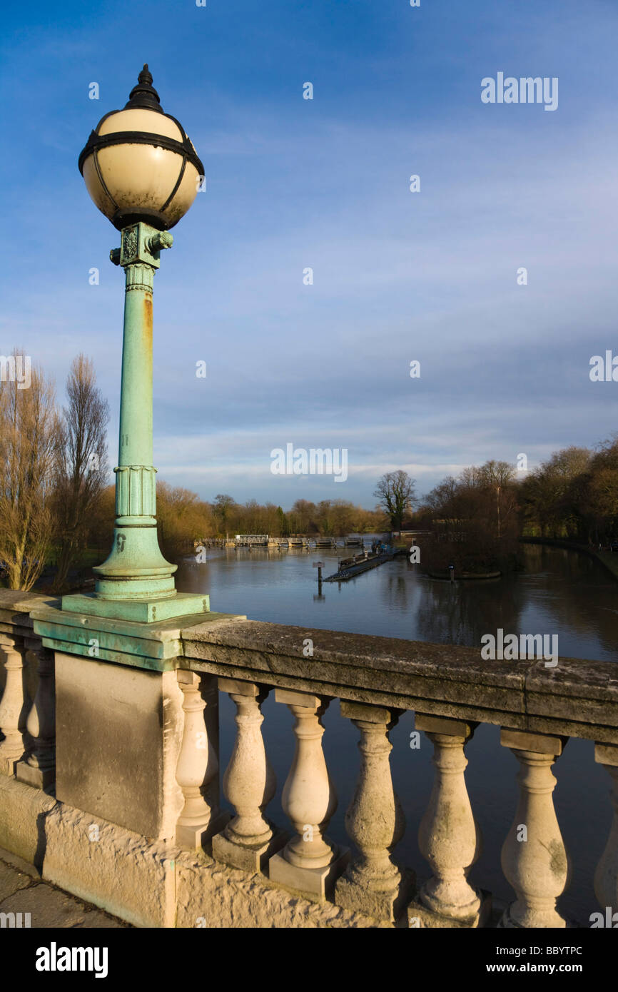 Caversham Weir from Reading Bridge, River Thames, Reading, Berkshire, England, United Kingdom, Europe Stock Photo