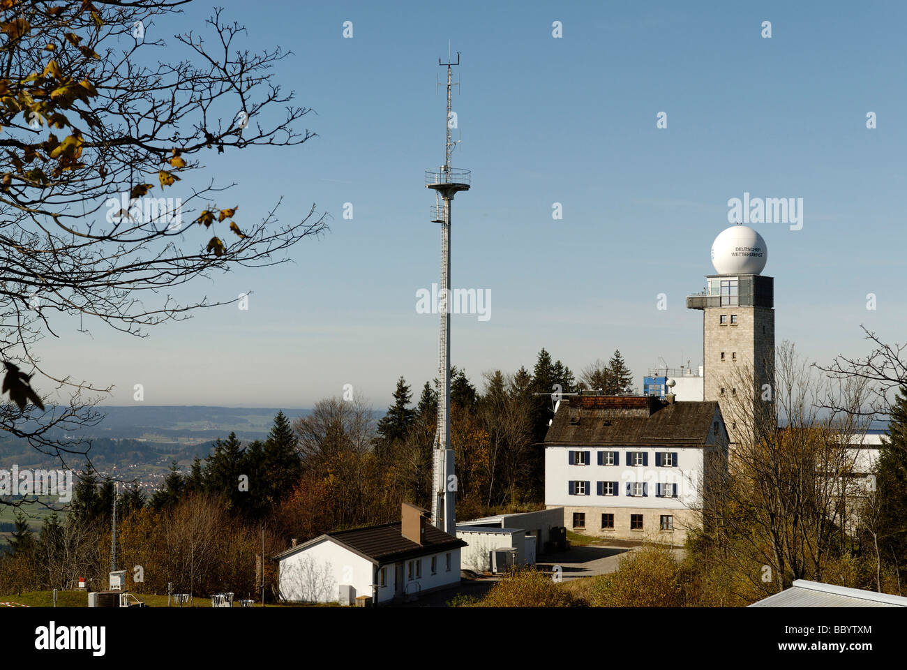 Weather station, Hoher Peissenberg, Peissenberg, Upper Bavaria, Bavaria, Germany, Europe Stock Photo