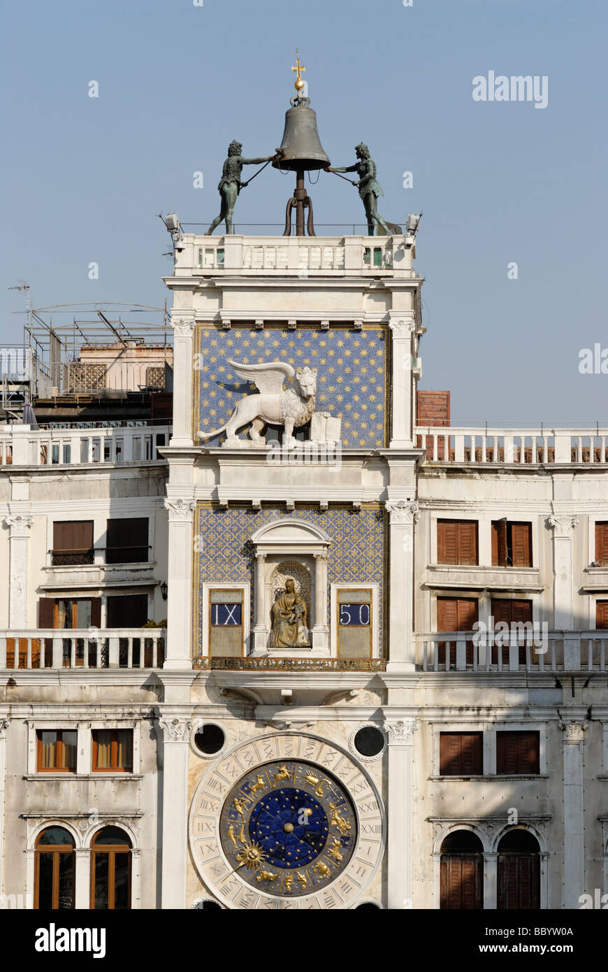 The bell tower Torre dell Orologio on the Piazza San Marco, Venice, Venezia, Italy, Europe Stock Photo