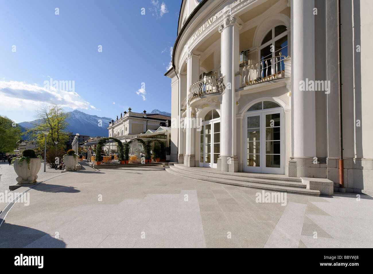 Old city with spa house and promenade, Meran, Merano, South Tyrol, Italy, Europe Stock Photo