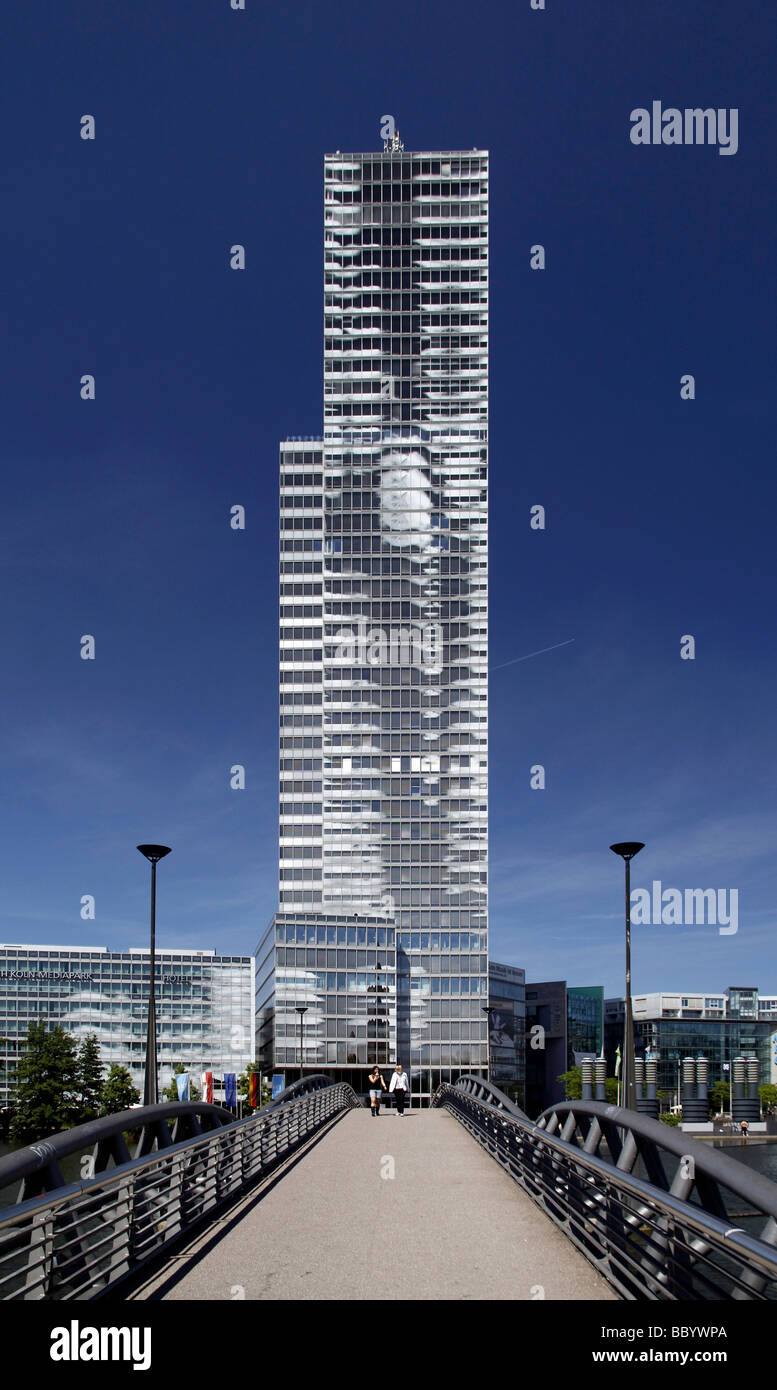 KoelnTurm high-rise office building in the Mediapark Media Park, Cologne, Rhineland, North Rhine-Westphalia, Germany, Europe Stock Photo