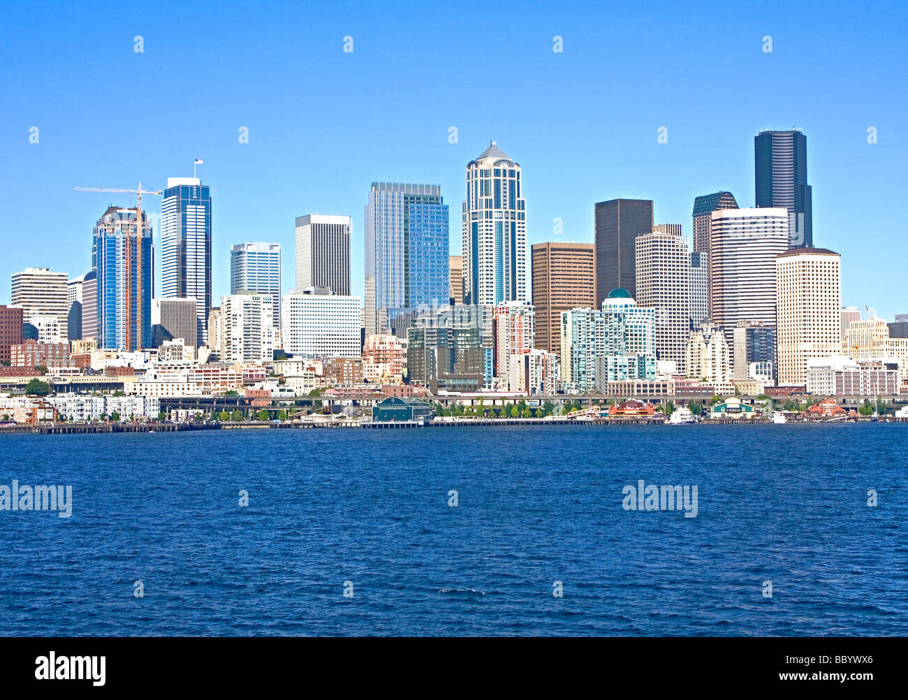Seattle Skyline from Puget Sound Stock Photo