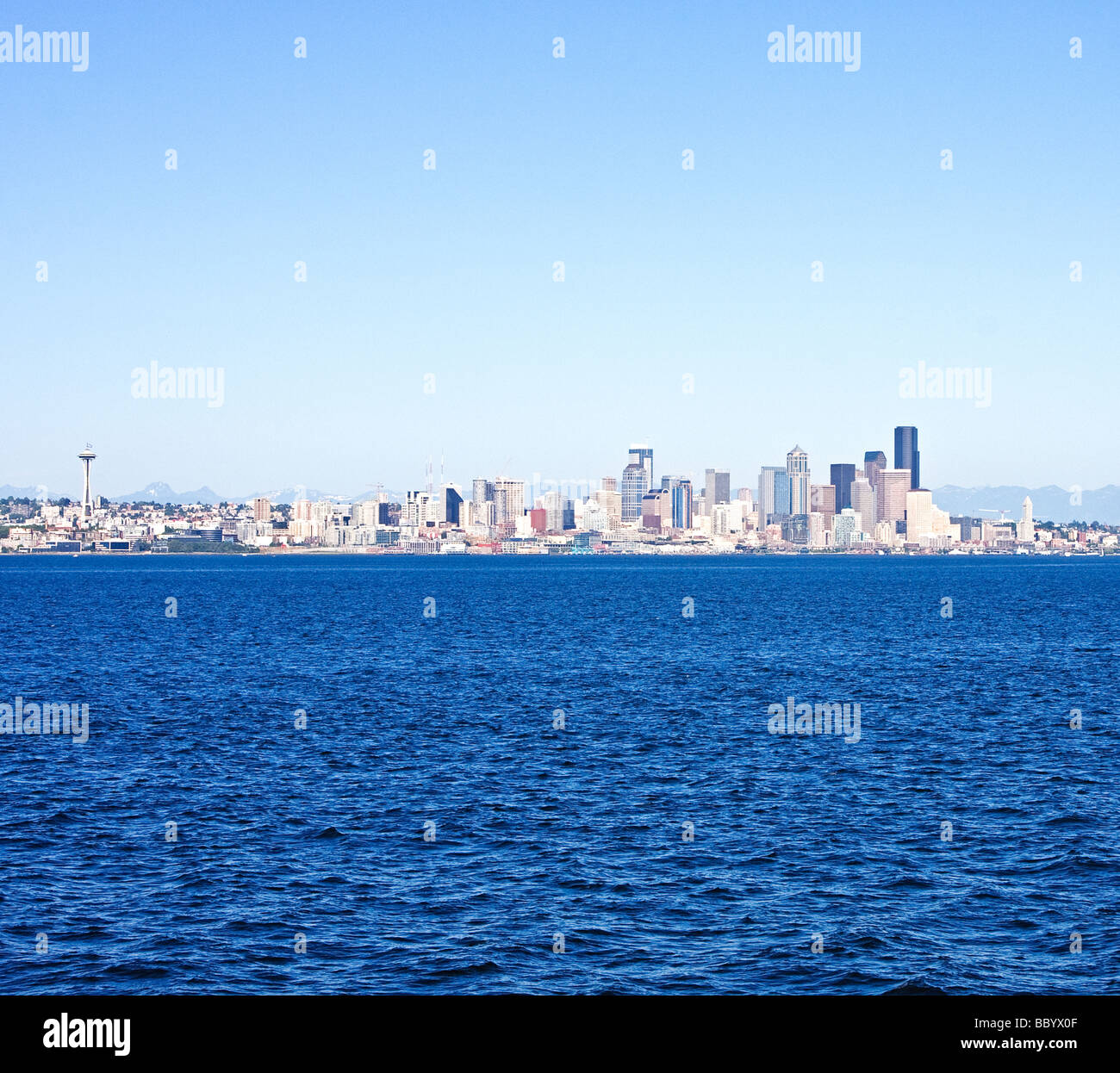 Seattle Skyline from Puget Sound Stock Photo