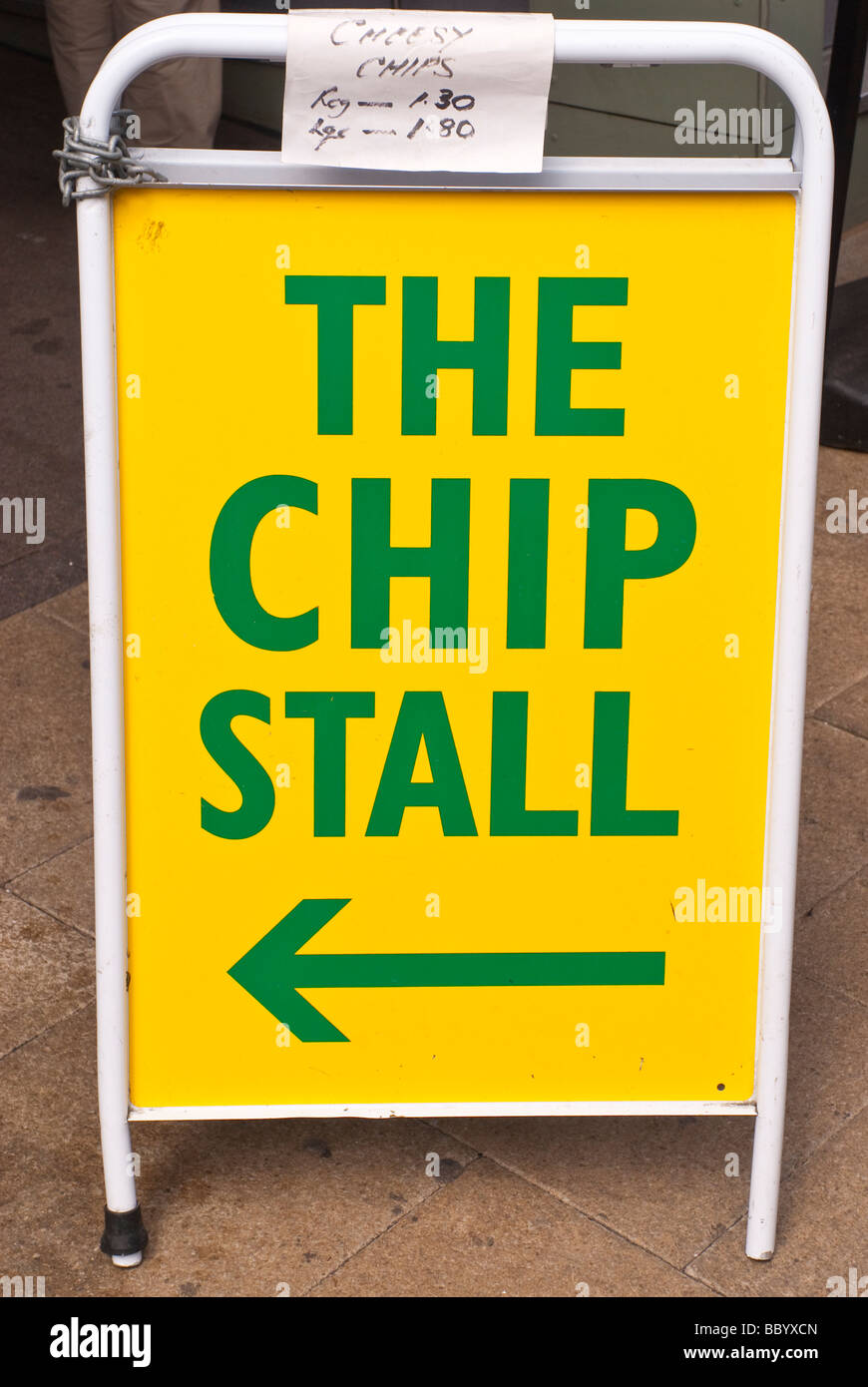 Chippy Shop Sign A fish & chip shop stall sign in the uk Stock Photo - Alamy