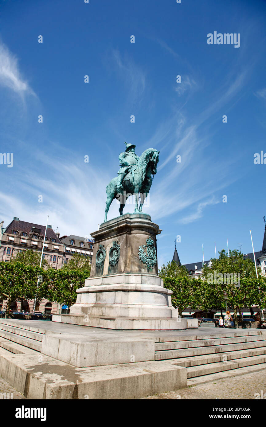 Statue of King Karl X Gustav, Stortorget, Malmö (Sweden) Stock Photo