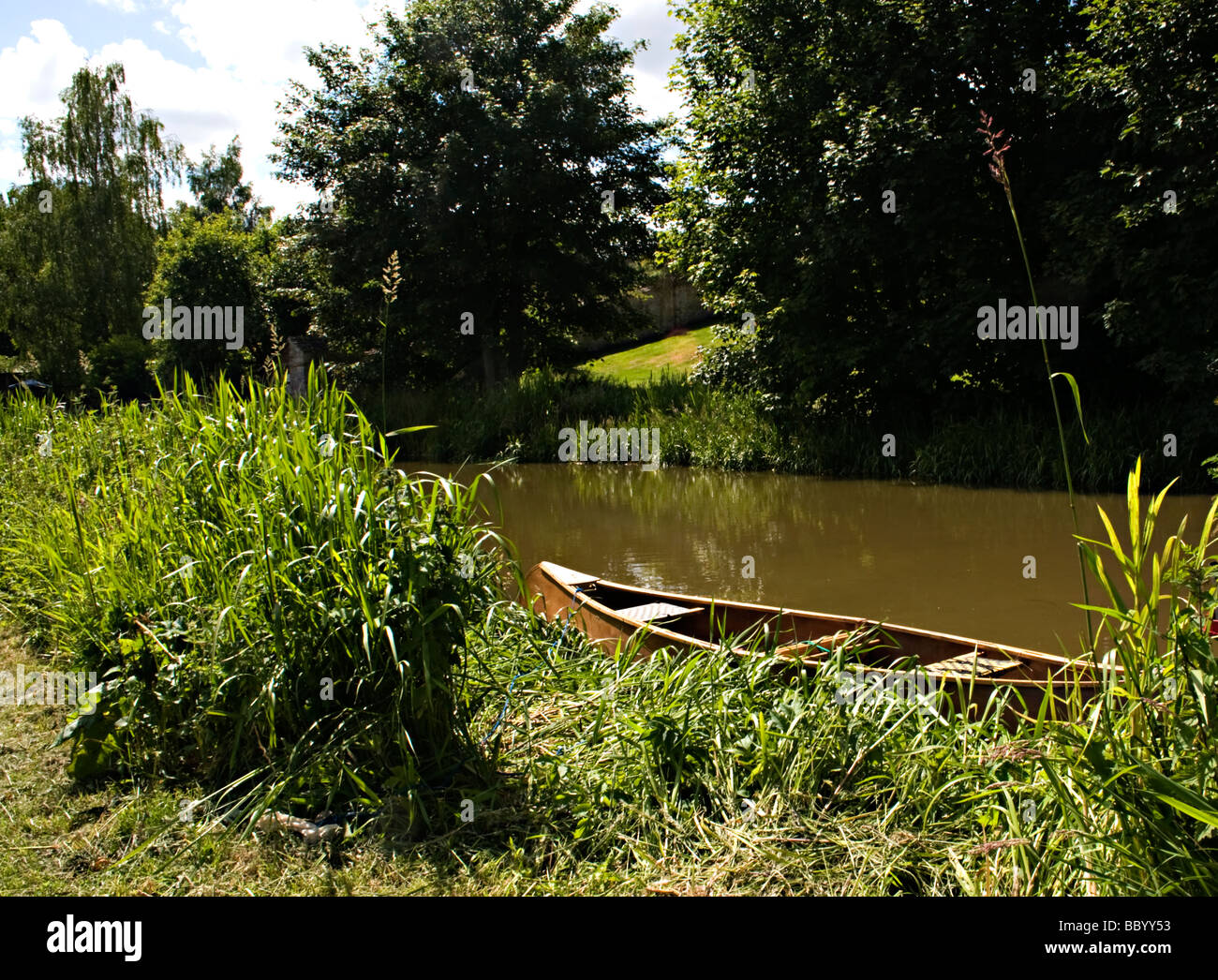 Canoe on canal Stock Photo Alamy