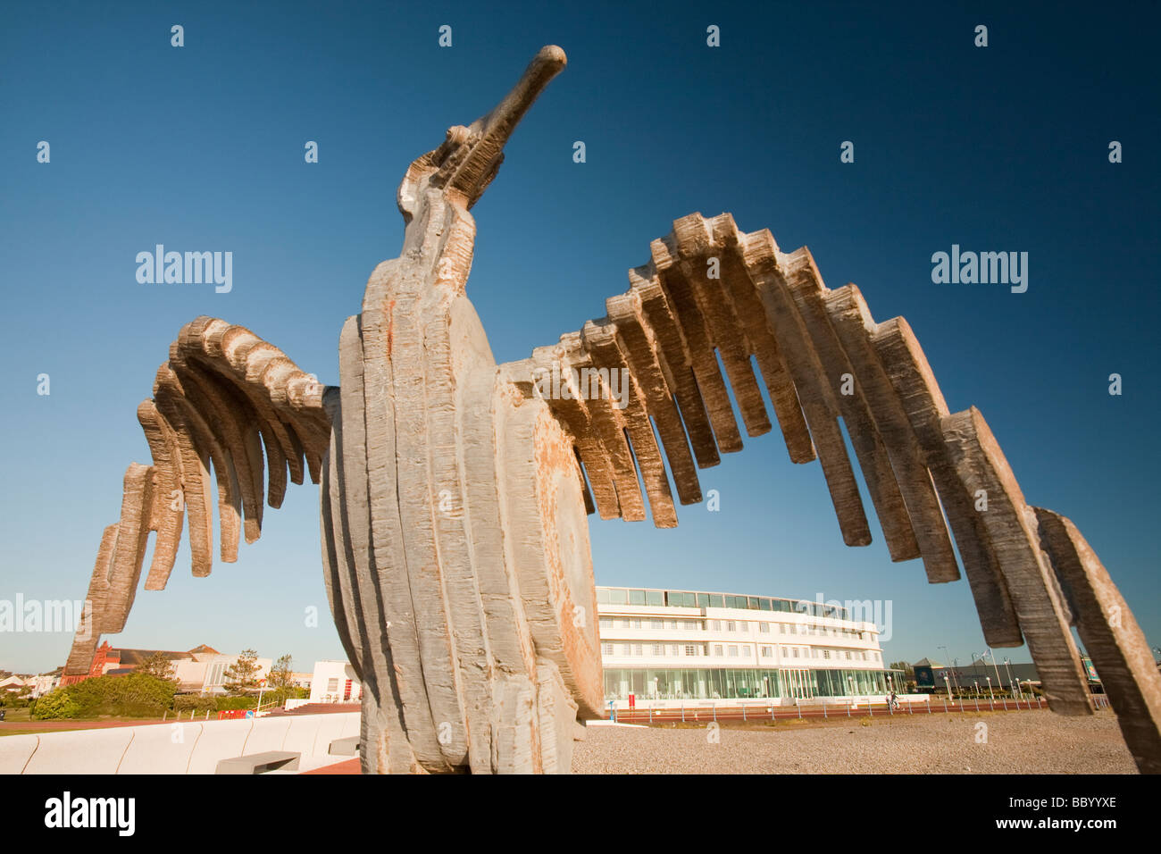 The promenade and Midland Hotel in Morecambe, newly refurbished, Lancashire, UK Stock Photo