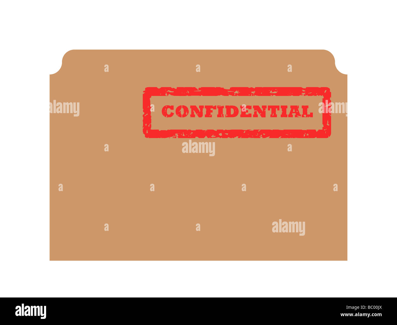 Red confidential stamp on brown document isolated on white background Stock Photo