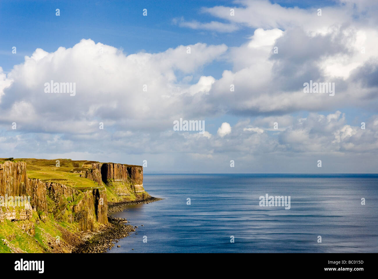 Dunite cliffs on the coast of Isle of Skye Scotland Kilt Rock is in the ...