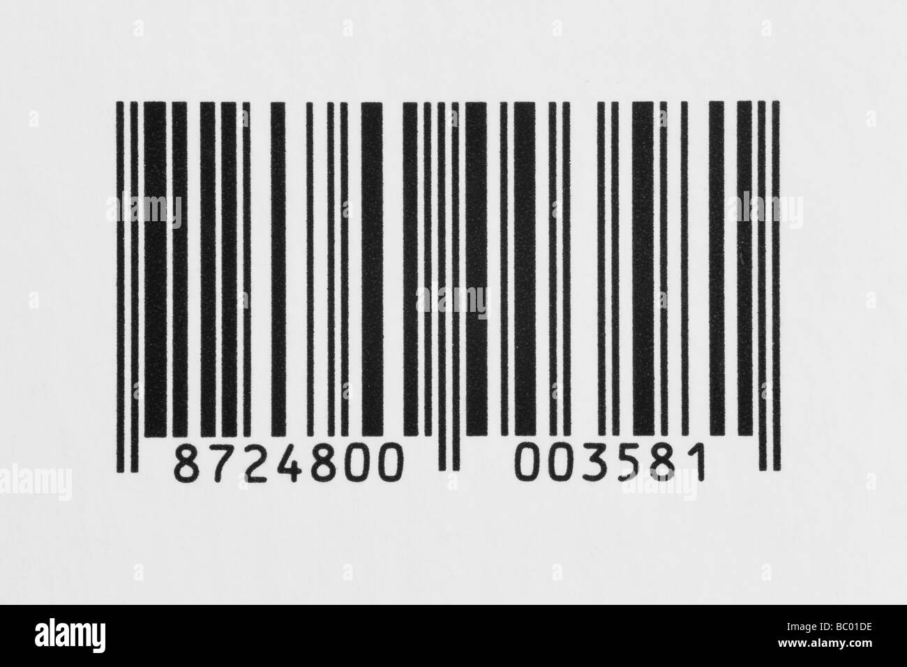 Macro detail of bar code label on white background Stock Photo