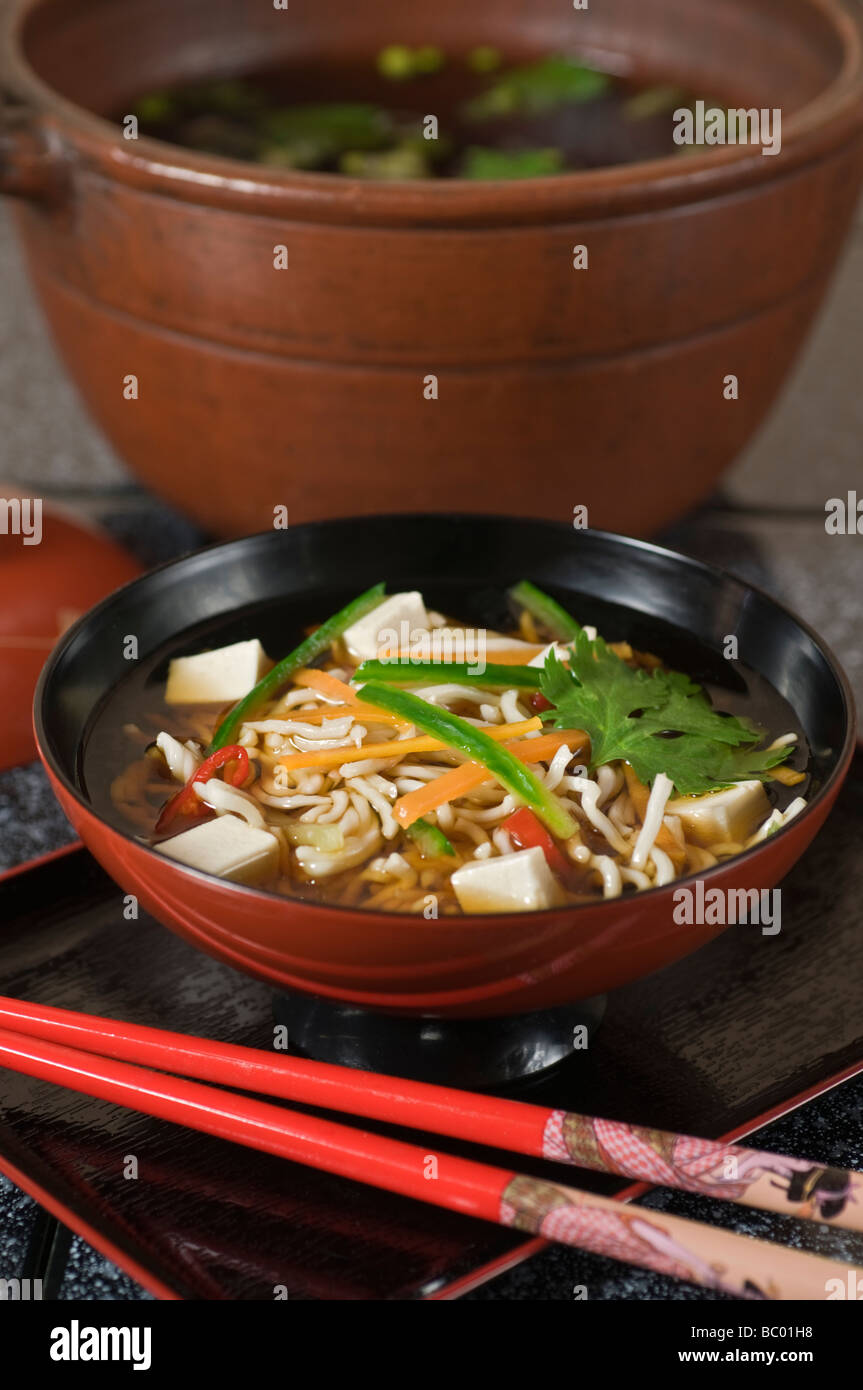 Miso soup and noodles Japan Food Stock Photo Alamy