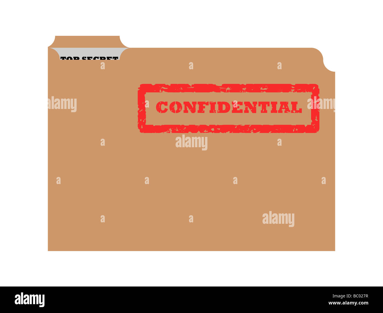 Opened brown envelope with confidential stamp and top secret document showing Stock Photo