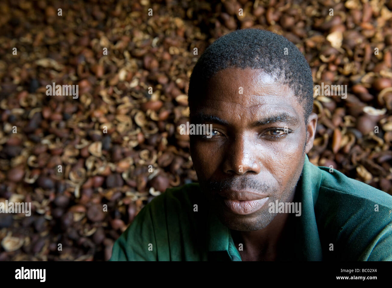 Portrait of a coconut factory worker with cataract Quelimane Mozambique Stock Photo