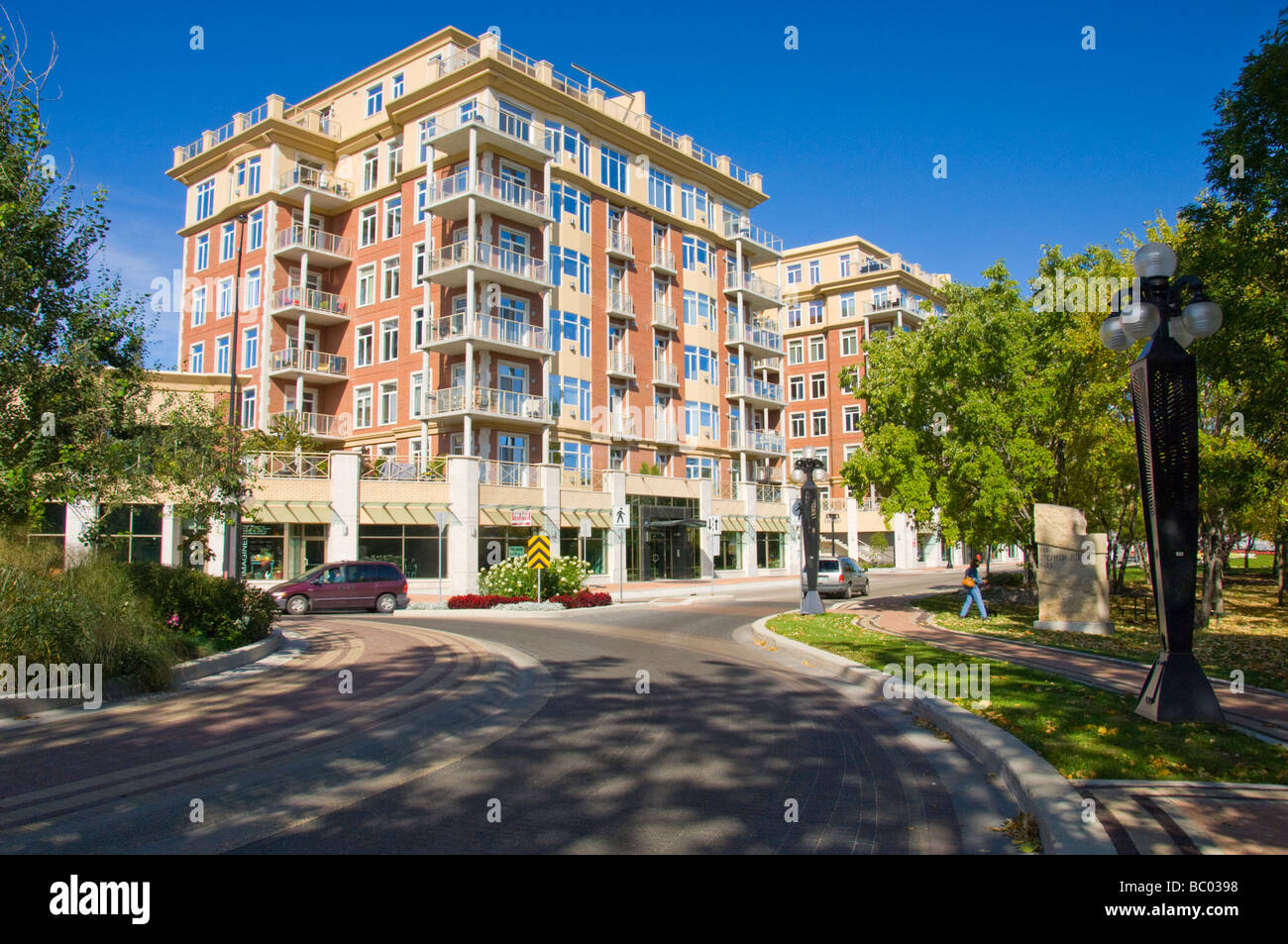 Condominiums on Waterfront Drive in downtown Winnipeg Manitoba Canada Stock Photo