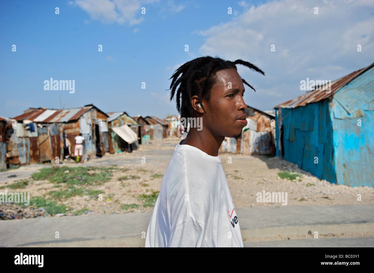 Rap Kreyol artist 2Double in Cite Soleil, Port-au-Prince, Haiti. Stock Photo