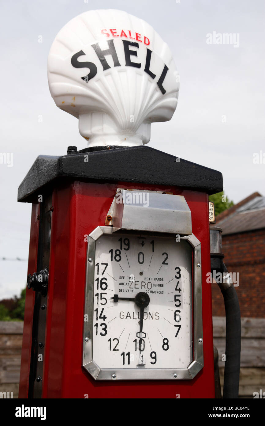 old fashioned shell fuel pump dial showing gallons black country museum