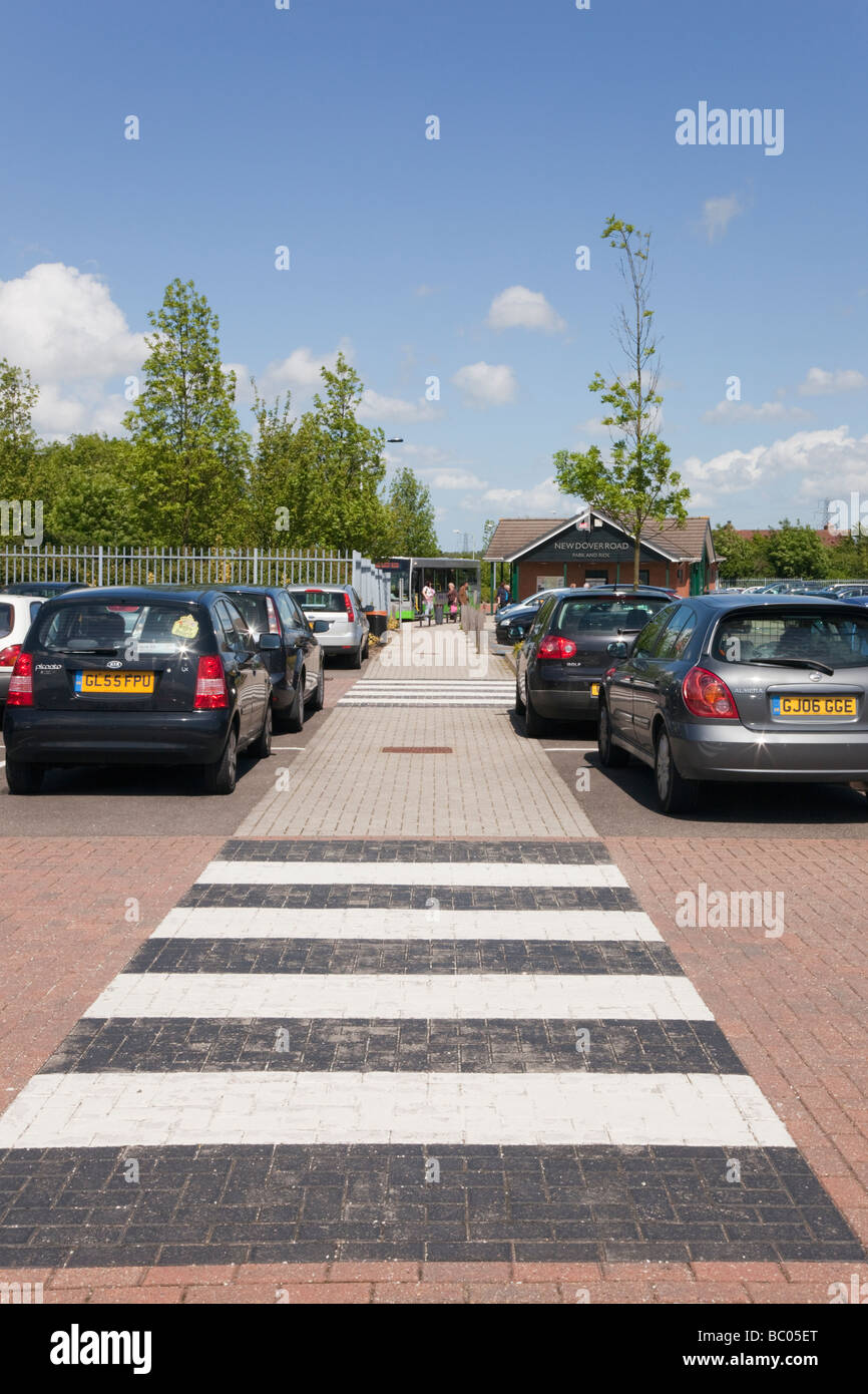 England UK Europe. Pedestrian crossing at the New Dover Road park and ride car park Stock Photo