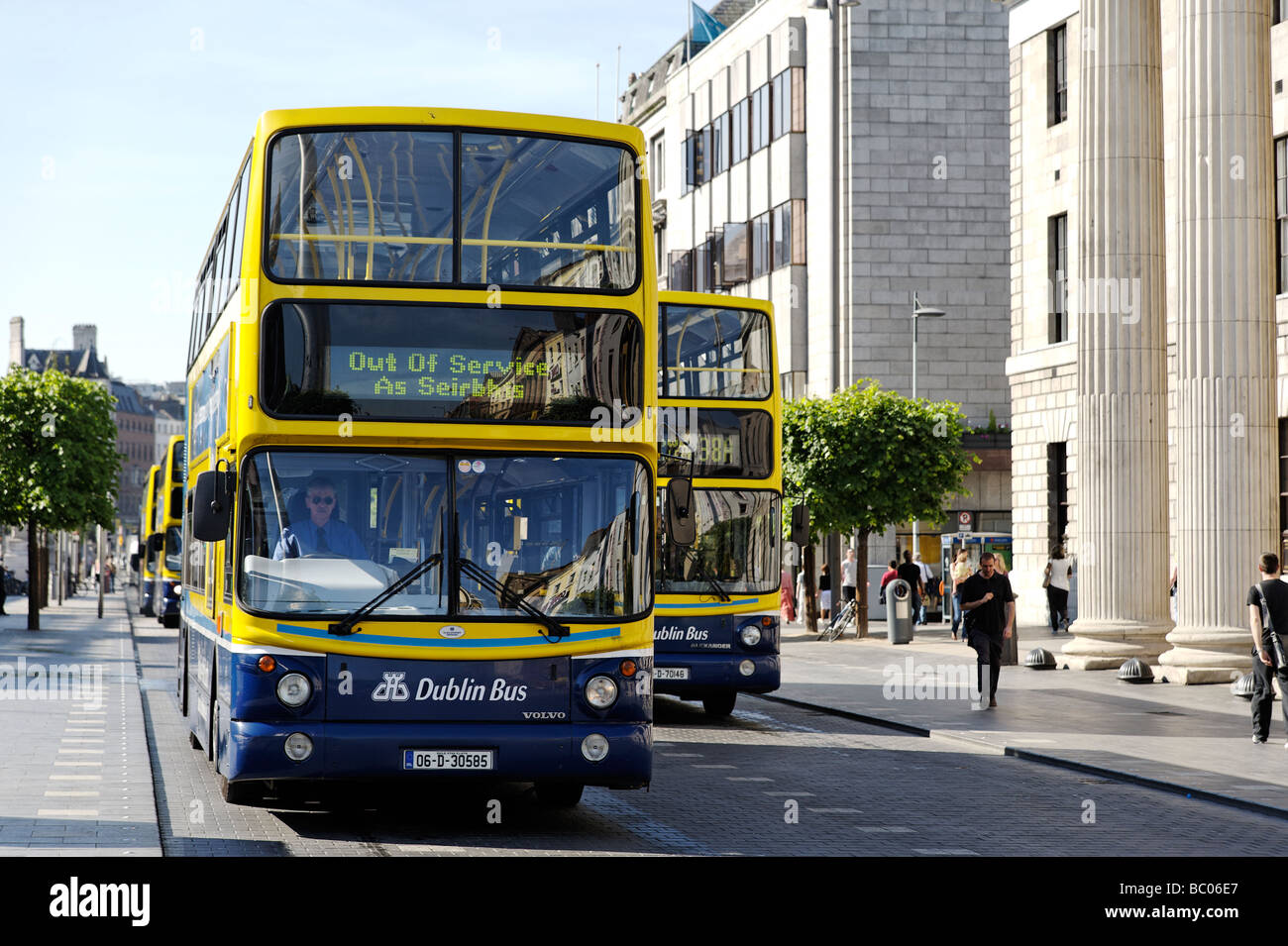 Double Decker busses on O Connell Street Dublin Republic of Ireland Stock Photo