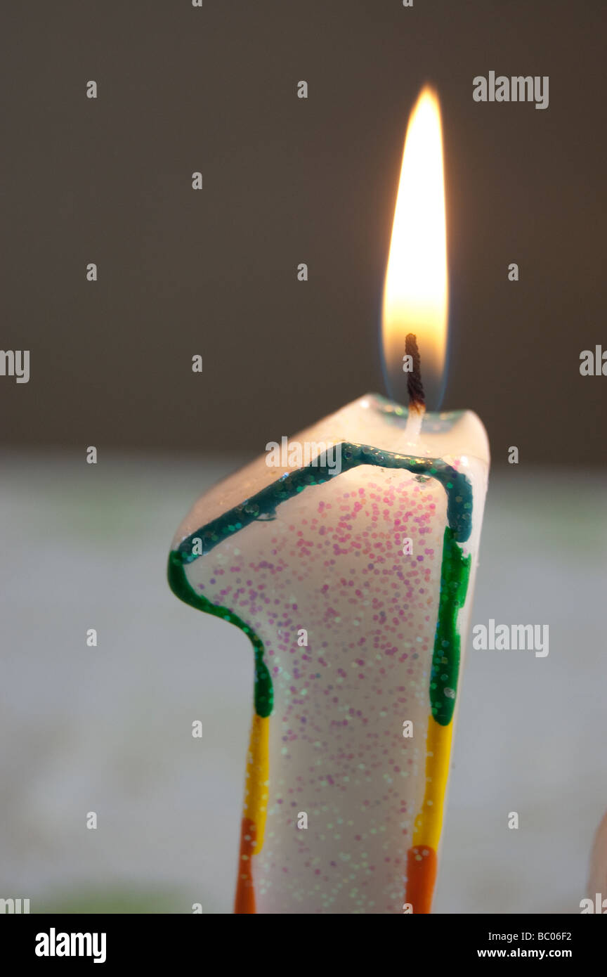 Number One Candle Stock Photo