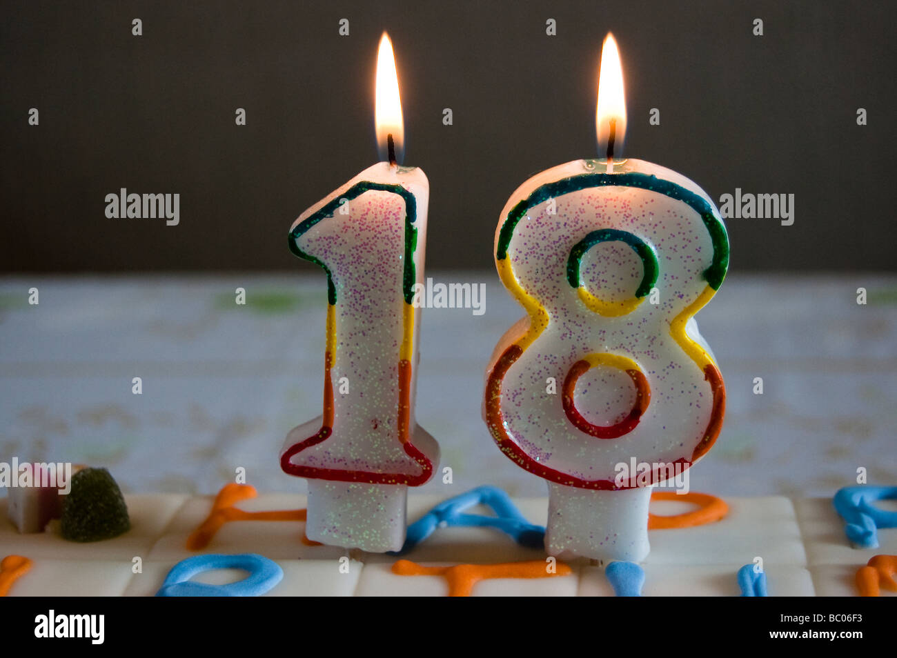 18 Eighteen Candle Stock Photo