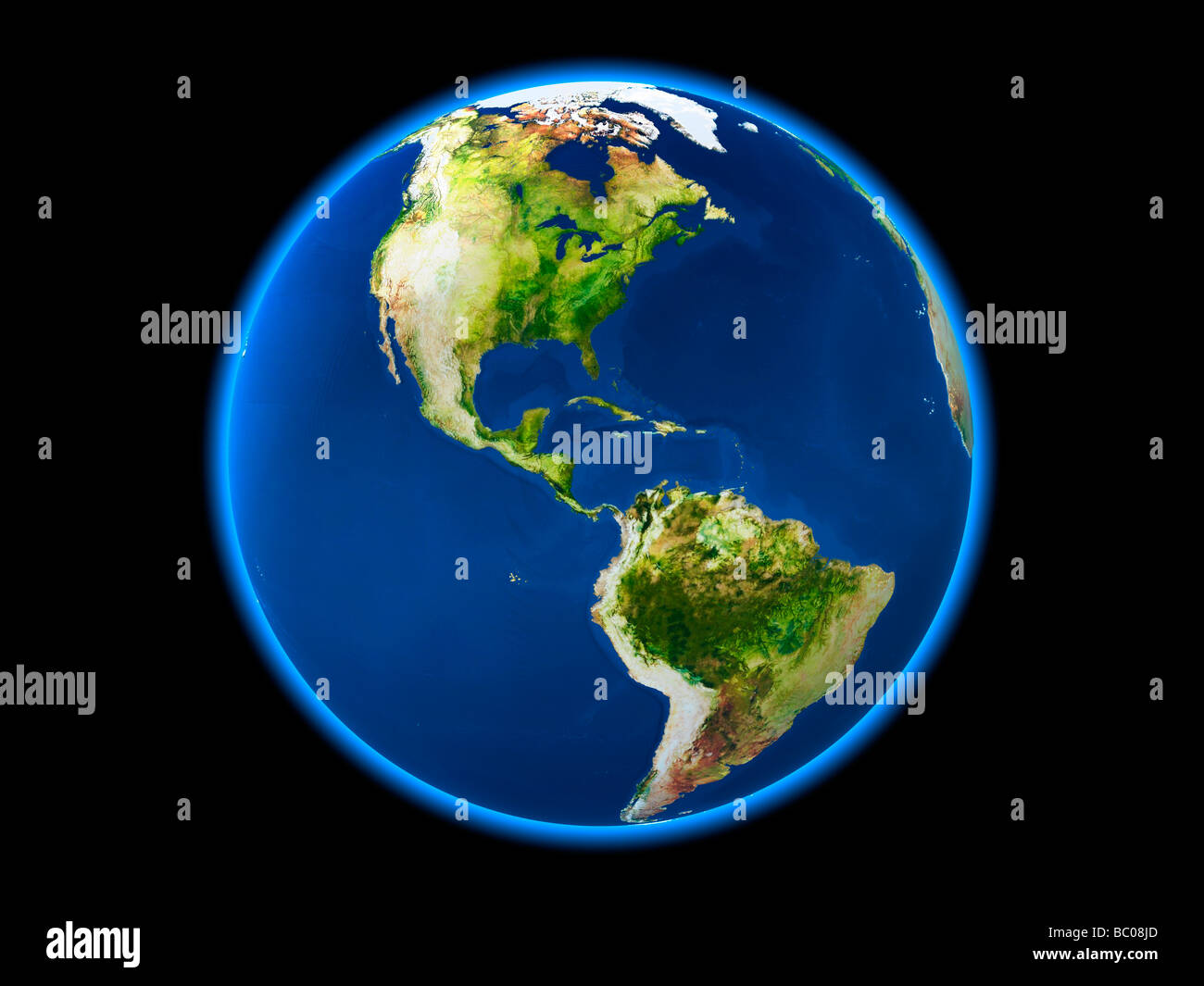 Planet earth against a black background (3D-Illustration). Stock Photo