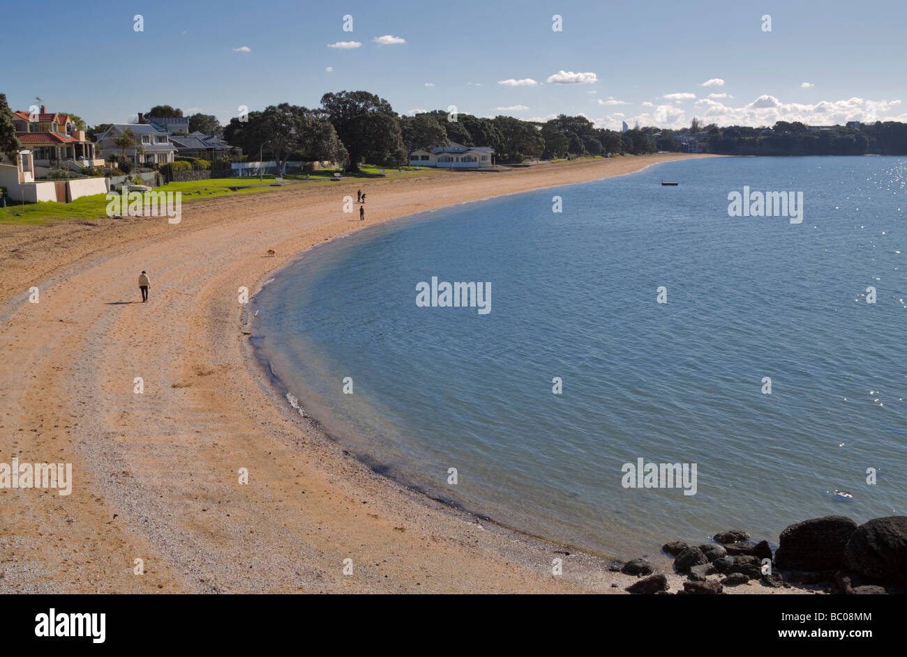 Cheltenham Beach, Devonport, North Island, New Zealand. This beach is composed of pieces of shells, not sand or pebbles. Stock Photo