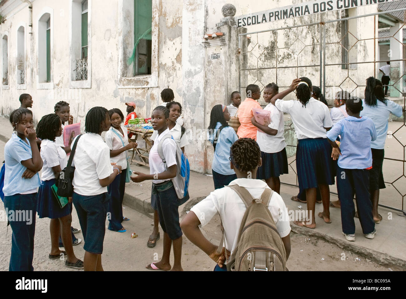 Students having a break in Quelimane Mozambique Stock Photo