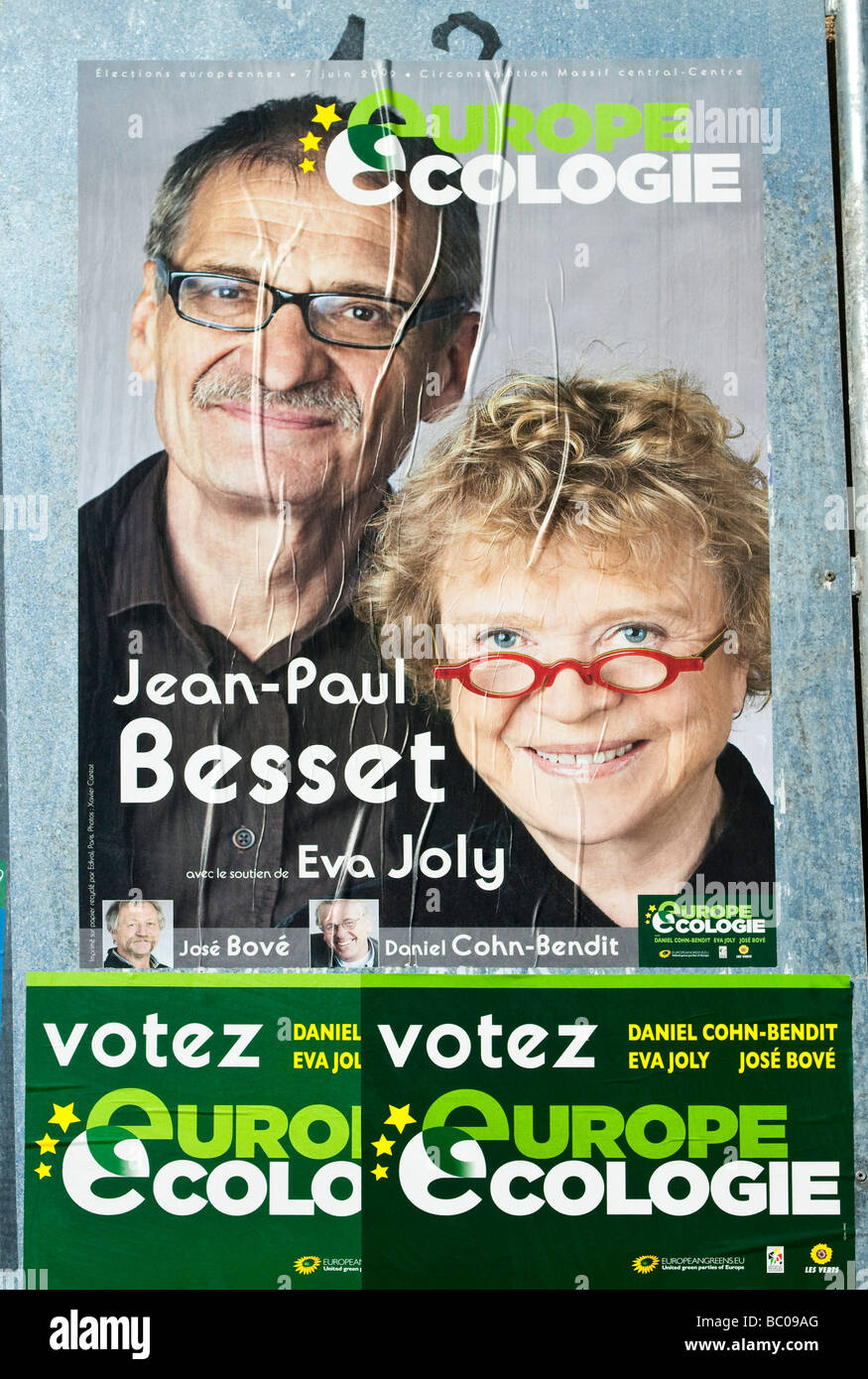 'Europe Ecologie' (Ecology) party poster for 2009 European Parliament Elections - Indre-et-Loire (Centre), France. Stock Photo