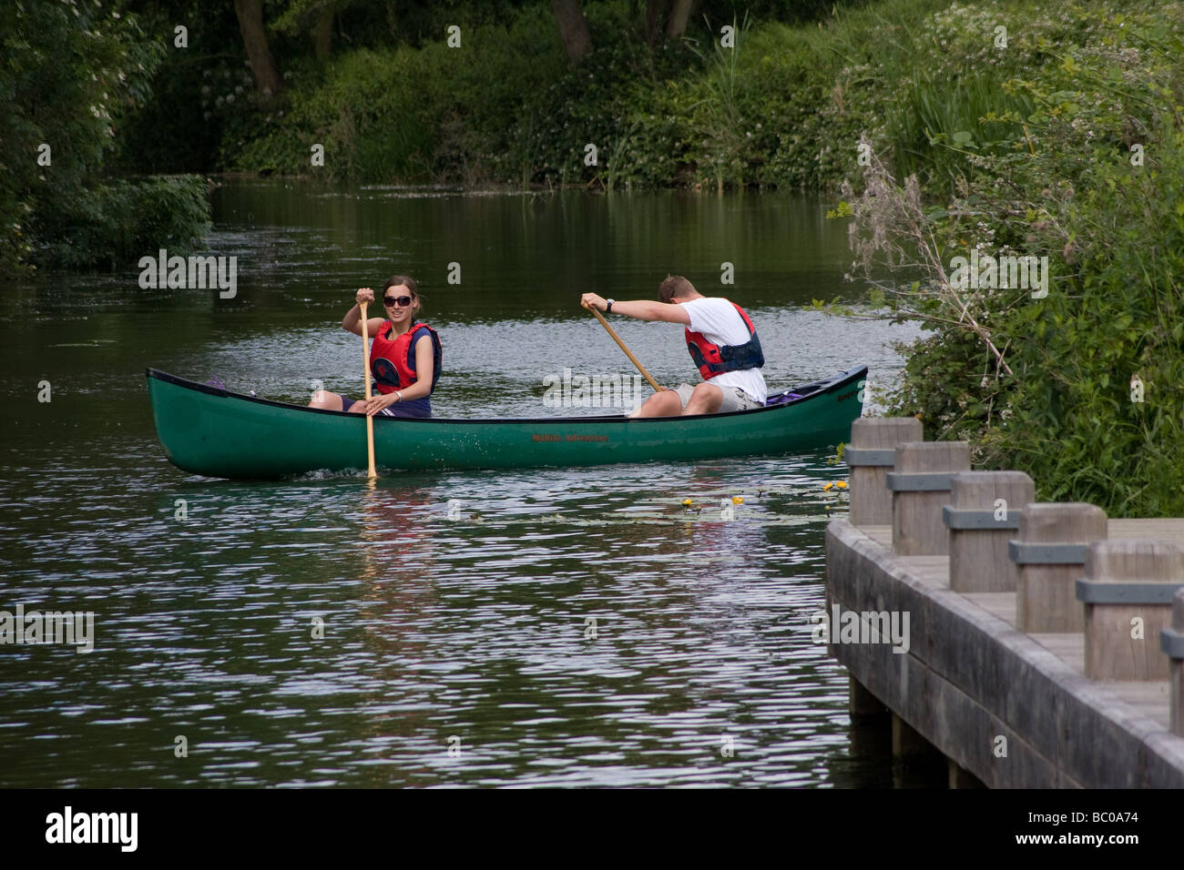 canadian canoeists fish pass canoeing canoe river medway kent england