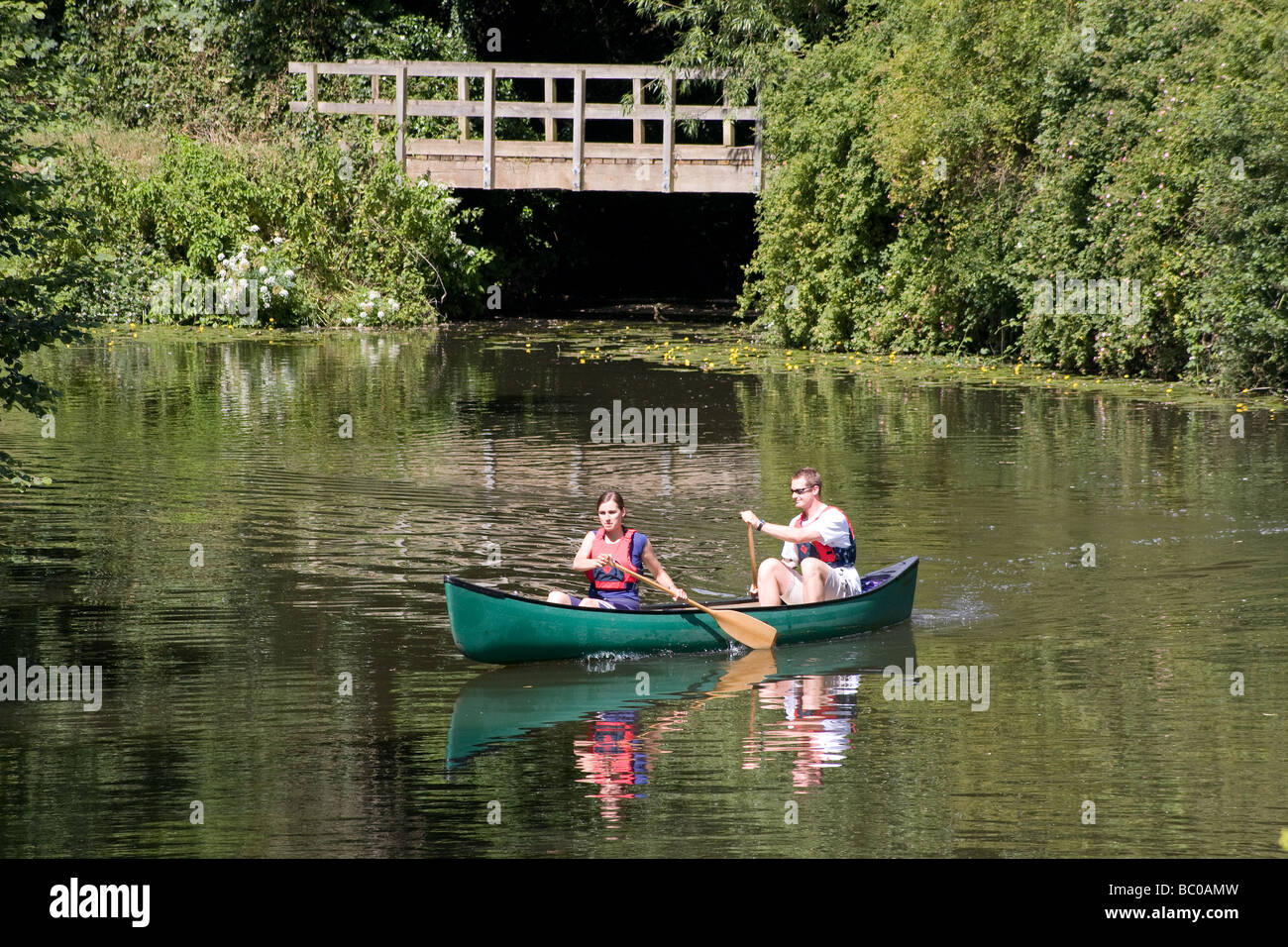 canadian canoeists fish pass canoeing canoe river medway kent england
