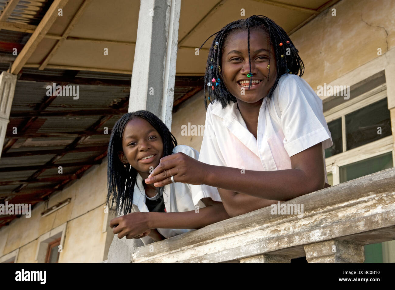 Portrait of two students in Quelimane Mozambique Stock Photo