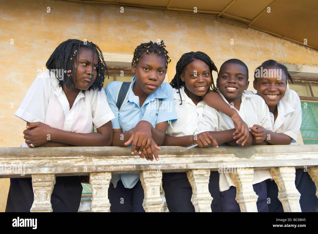 Portrait of five students in Quelimane Mozambique Stock Photo