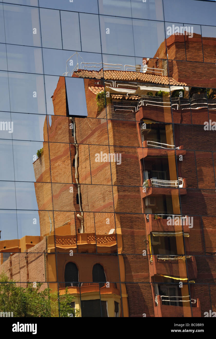 Reflexions on a Barcelona building Stock Photo