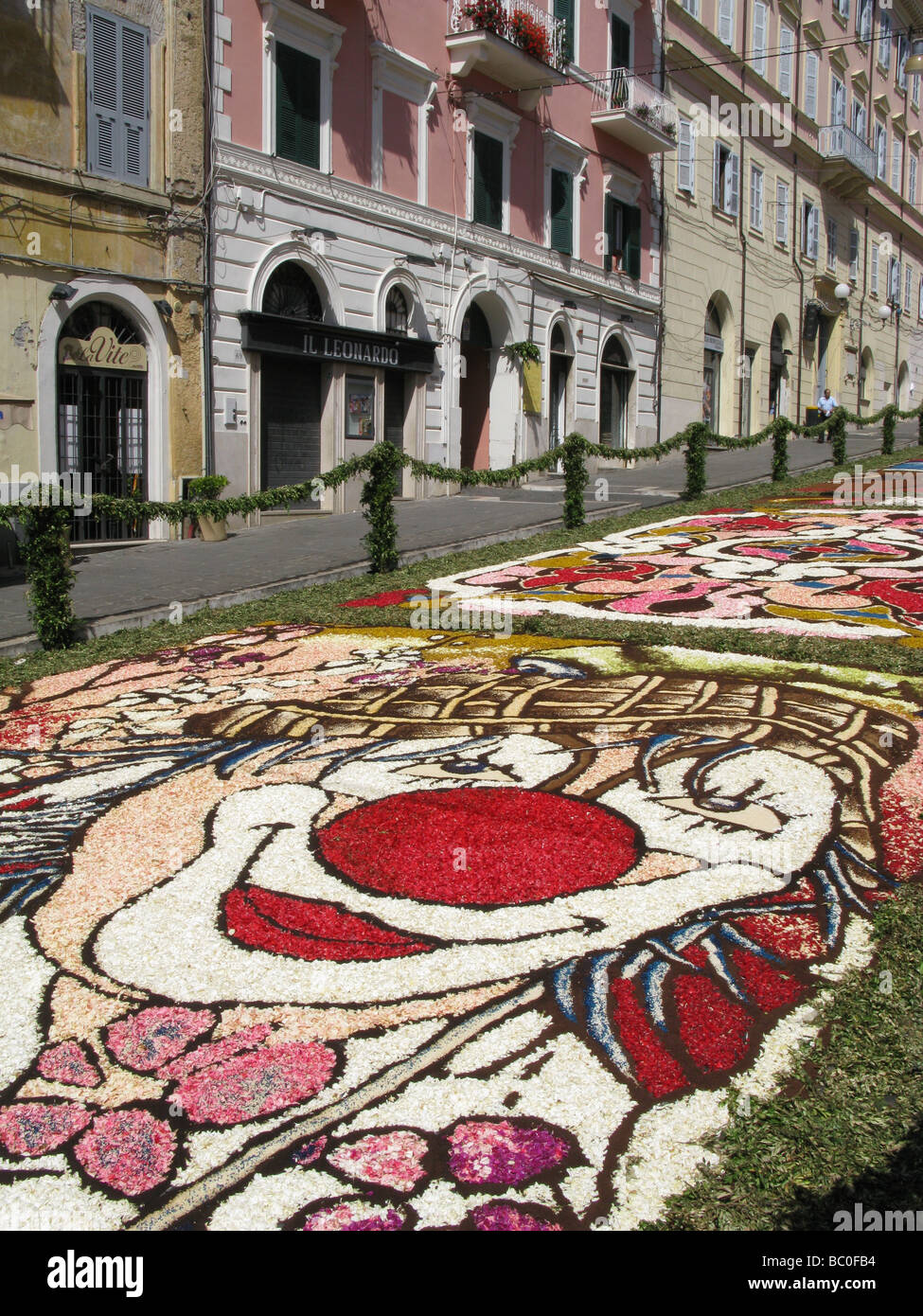 infiorata flowers petals designs festival in genzano, lazio 2009 Stock