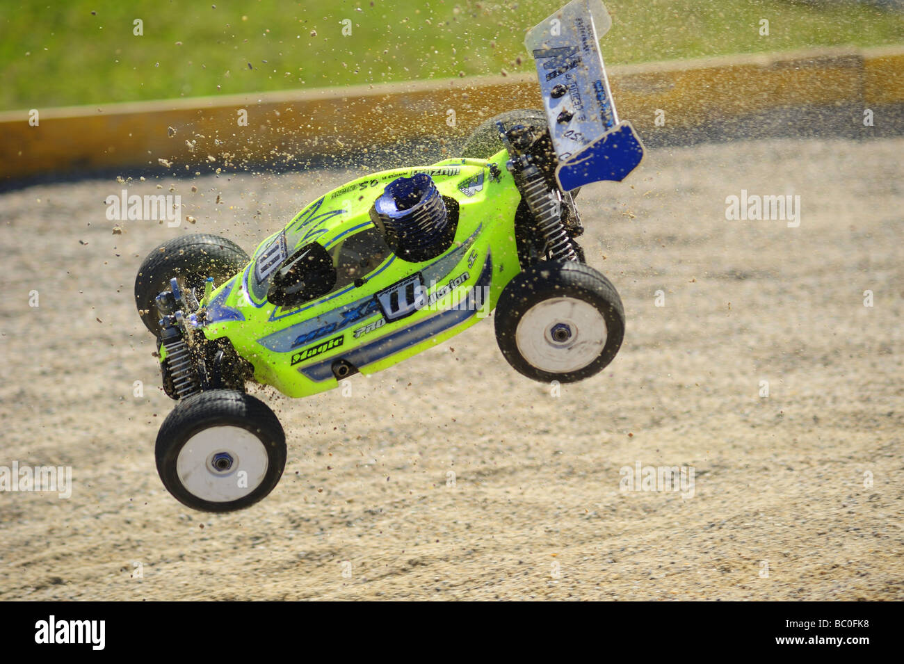 Action shot of a radio-controlled buggy racing in the European ...