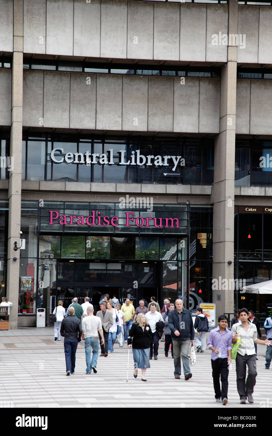 facade of the central library and paradise forum from centenary square birmingham uk Stock Photo