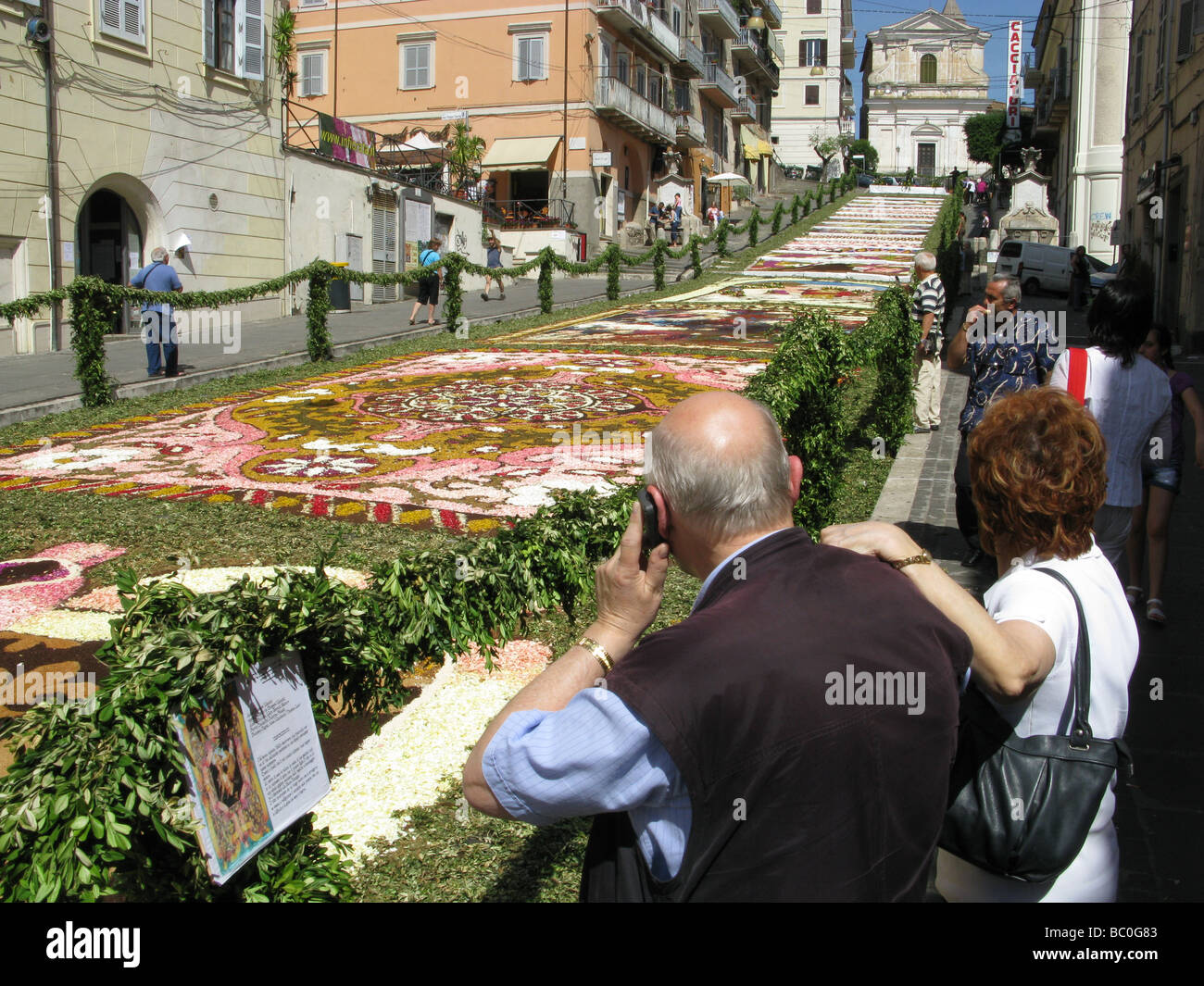 infiorata flowers petals designs festival in genzano, lazio 2009 Stock